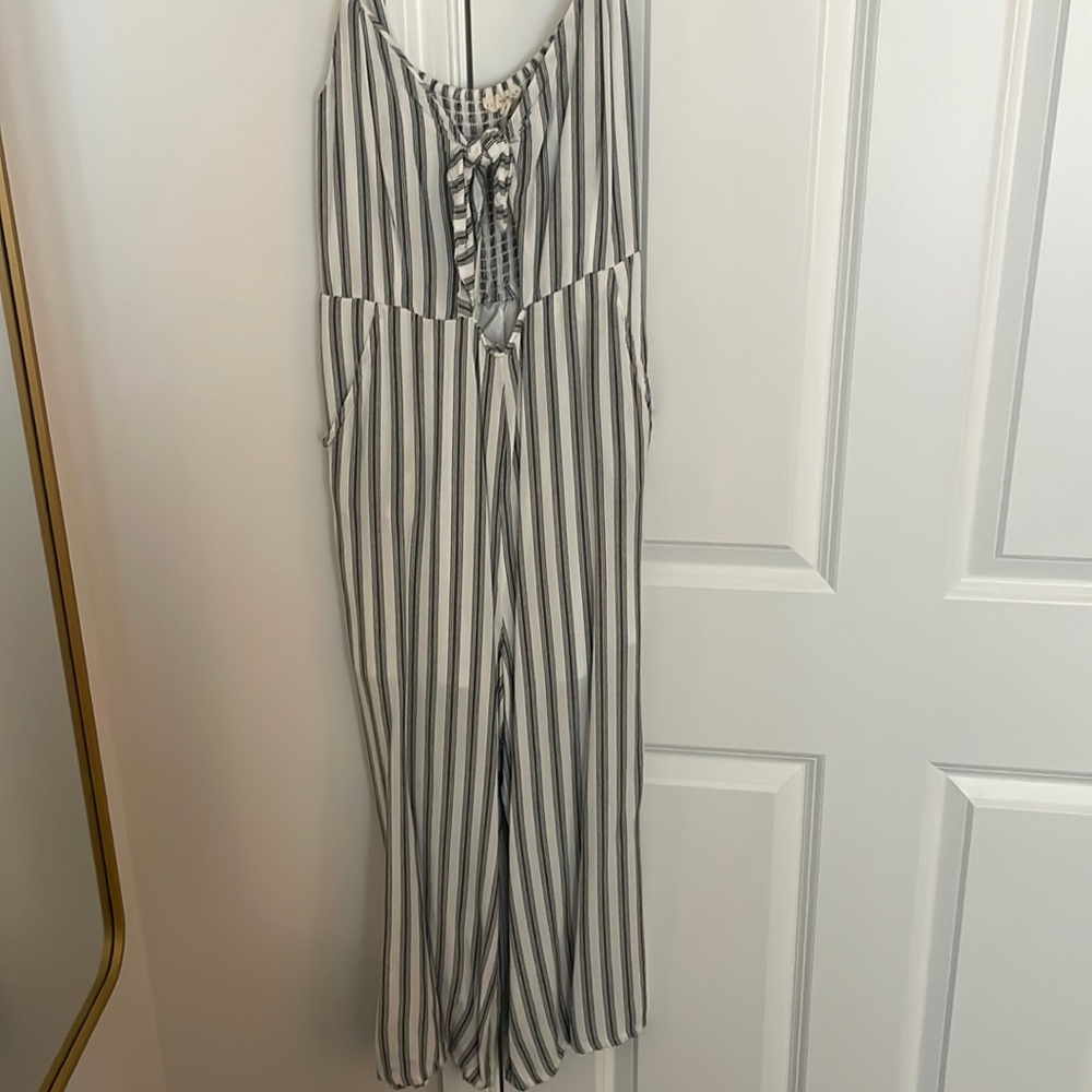 Striped jump suit